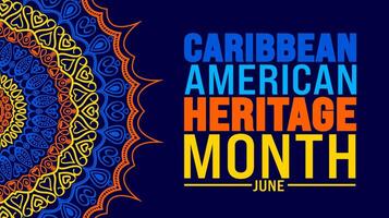 junio es caribe americano patrimonio mes palma árbol antecedentes modelo. fiesta concepto. utilizar a fondo, bandera, cartel, tarjeta, y póster diseño modelo con texto inscripción vector