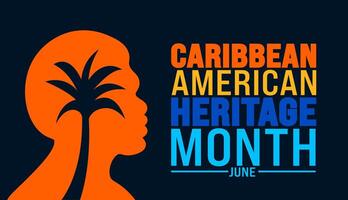 junio es caribe americano patrimonio mes palma árbol antecedentes modelo. fiesta concepto. utilizar a fondo, bandera, cartel, tarjeta, y póster diseño modelo con texto inscripción vector