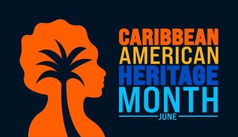 June is Caribbean American Heritage Month palm tree background template. Holiday concept. use to background, banner, placard, card, and poster design template with text inscription vector