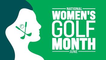 June is Women's Golf Month background template. Holiday concept. use to background, banner, placard, card, and poster design template with text inscription and standard color. vector