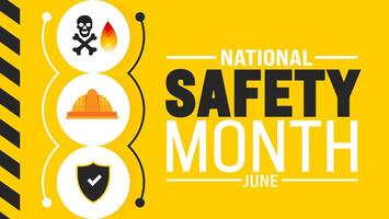 June is National Safety Month background template. Holiday concept. use to background, banner, placard, card, and poster design template with text inscription and standard color. vector