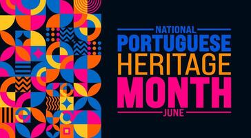 junio es nacional portugués patrimonio mes antecedentes modelo. fiesta concepto. utilizar a fondo, bandera, cartel, tarjeta, y póster diseño modelo con texto inscripción y estándar color. vector