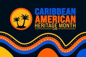 junio es caribe americano patrimonio mes palma árbol antecedentes modelo. fiesta concepto. utilizar a fondo, bandera, cartel, tarjeta, y póster diseño modelo con texto inscripción vector