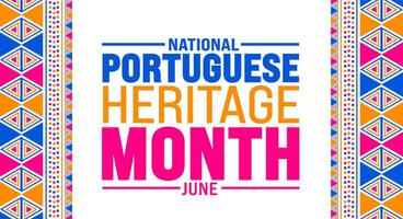 junio es nacional portugués patrimonio mes antecedentes modelo. fiesta concepto. utilizar a fondo, bandera, cartel, tarjeta, y póster diseño modelo con texto inscripción y estándar color. vector