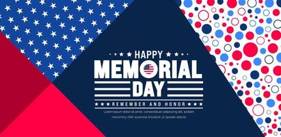 Happy Memorial Day Remember and Honor typography background template. American national holiday with USA flag banner design. Memorial Day background with USA flag design. vector