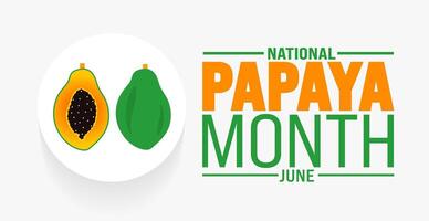 junio es nacional papaya mes antecedentes modelo. fiesta concepto. utilizar a fondo, bandera, cartel, tarjeta, y póster diseño modelo con texto inscripción y estándar color. vector