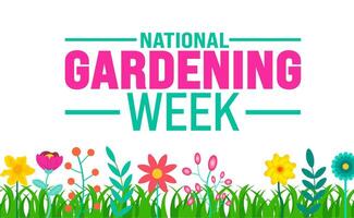 June is National gardening week background template. Holiday concept. use to background, banner, placard, card, and poster design template with text inscription and standard color. vector