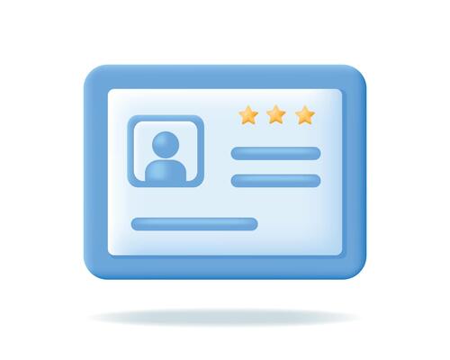 Personal Document, Driver's license, ID card icon. Identification document 3d