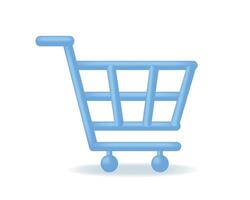Shopping cart 3d icon isolated on white background. Sale, buying, shopping element. vector