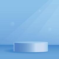 3d blue scene or round podium, pedestal or platform for product presentation. Realistic empty product stand. vector