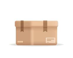 3d cartulina caja para transportar bienes. caja de cartón entrega embalaje para rápido entrega o compras concepto. vector