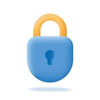 Padlock 3d icon isolated on white background. Security, protection, privacy concept. vector