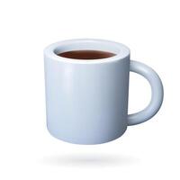 3d realista jarra de café o té. blanco taza con beber. vector