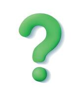 Realistic 3d green question mark. Ask Questions, Online Support center. FAQ concept. vector