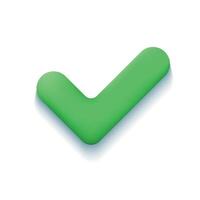 Realistic 3d Green check mark icon. Agreement symbol vector