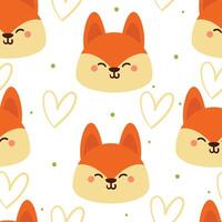 seamless pattern cartoon fox. cute animal wallpaper illustration for gift wrap paper vector