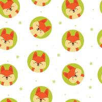 seamless pattern cartoon fox. cute animal wallpaper illustration for gift wrap paper vector