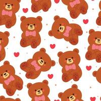 seamless pattern cartoon bears. cute animal wallpaper illustration for gift wrap paper vector