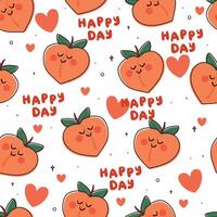 seamless pattern cartoon peach character design. cute fruit design wallpaper and pattern vector