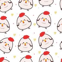 seamless pattern cartoon chicken. cute animal wallpaper for textile, gift wrap paper vector