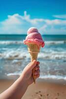 rainbow Ice cream in the cone photo