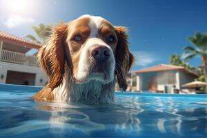 Swimming dog in a pool swimming photo