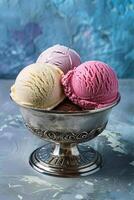 Ice cream scoops bowl photo