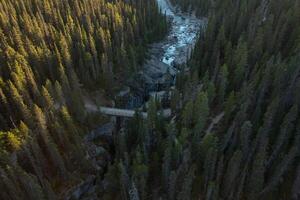 Aerial view of Mistaya Canyon, Rocky Mountains, Canada. photo