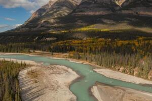 Aerial view of the Athabasca River in Alberta, Canada. photo