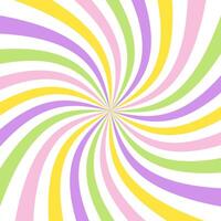Colorful, Starburst candy colors swirl. Sun rays background. Radial swirl abstract colorful lines vector