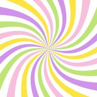 Colorful, Starburst candy colors swirl. Sun rays background. Radial swirl abstract colorful lines vector