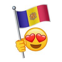 Emoji with Andorra flag Large size of yellow emoji smile vector