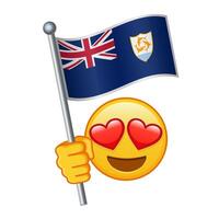 Emoji with Anguilla flag Large size of yellow emoji smile vector