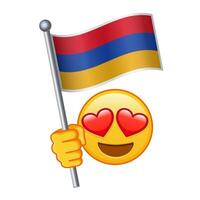 Emoji with Armenia flag Large size of yellow emoji smile vector