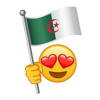 Emoji with Algeria flag Large size of yellow emoji smile vector