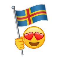 Emoji with Aland flag Large size of yellow emoji smile vector