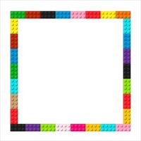Color frame composed of coloured plastic toy blocks. Colorful brick banner. Abstract background vector