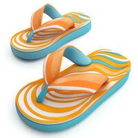 Flip flops on white background. Summer vacation concept. 3d render photo