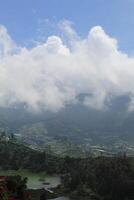 Mountain landscape, lake and mountain range photo