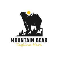 mountain bear illustration logo vector
