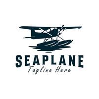 sea airplane illustration logo vector