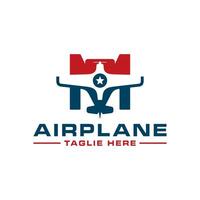 airplane logo with the letter M vector