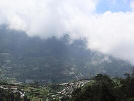 Mountain landscape, lake and mountain range photo