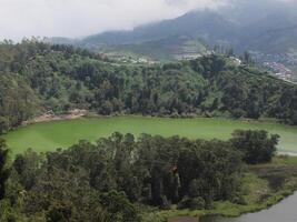 Mountain landscape, lake and mountain range photo