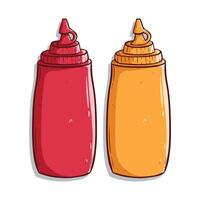 bottle sauce or tomato ketchup hand draw illustration vector