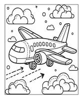 Airplane illustration coloring page for kids vector