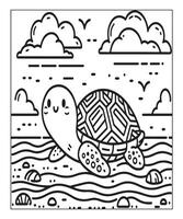 Simple turtle coloring page for kids vector