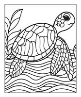 Simple turtle coloring page for kids vector