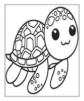 Simple turtle coloring page for kids vector