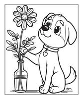 dog coloring page for kids vector